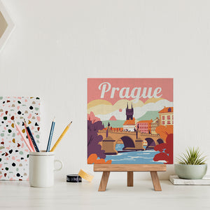 Mini Malen nach Zahlen mit Rahmen - Reiseplakat Prag