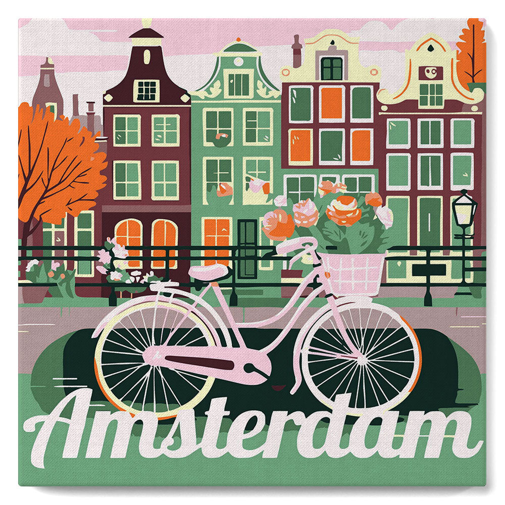 Mini Malen nach Zahlen mit Rahmen - Reiseplakat Amsterdam