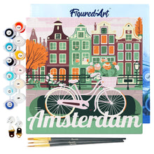 Laden Sie das Bild in den Galerie-Viewer, Mini Malen nach Zahlen mit Rahmen - Reiseplakat Amsterdam
