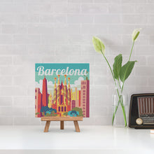 Laden Sie das Bild in den Galerie-Viewer, Mini Malen nach Zahlen mit Rahmen - Reiseplakat Barcelona