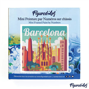 Mini Malen nach Zahlen mit Rahmen - Reiseplakat Barcelona