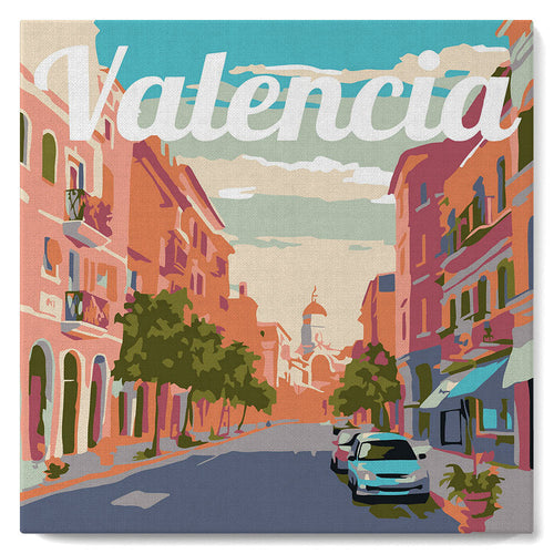Mini Malen nach Zahlen mit Rahmen - Reiseplakat Valencia