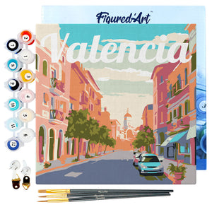Mini Malen nach Zahlen mit Rahmen - Reiseplakat Valencia