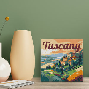 Mini Malen nach Zahlen mit Rahmen - Reiseplakat Toskana Sommer