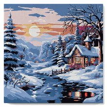 Laden Sie das Bild in den Galerie-Viewer, Mini Malen nach Zahlen mit Rahmen - Liebliches Winterhäuschen