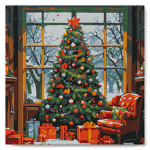Laden Sie das Bild in den Galerie-Viewer, Mini Malen nach Zahlen mit Rahmen - Weihnachtsbaum im Wohnzimmer