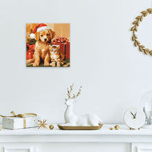 Laden Sie das Bild in den Galerie-Viewer, Mini Malen nach Zahlen mit Rahmen - Weihnachtskatze und -hund