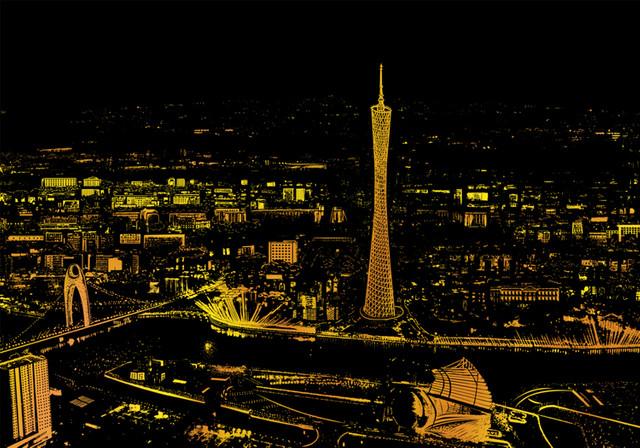 Kratzbild – Guangzhou City