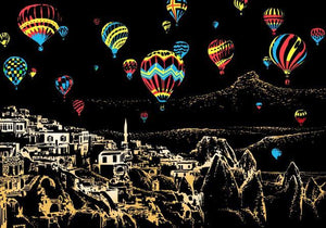 Kratzbild – Heißluftballons in der Türkei