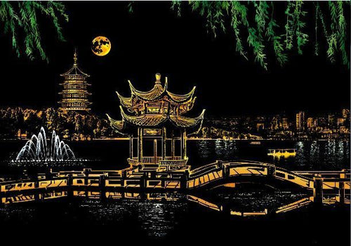 Kratzbild – See in China