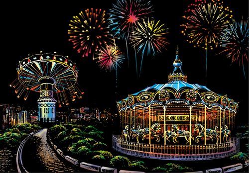 Kratzbild – Riesenrad Vergnügungspark