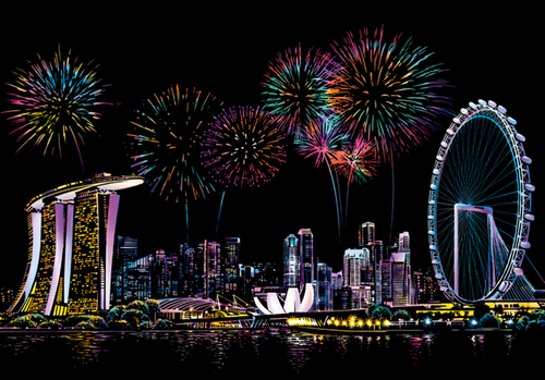 Kratzbild – Marina Bay in Singapur