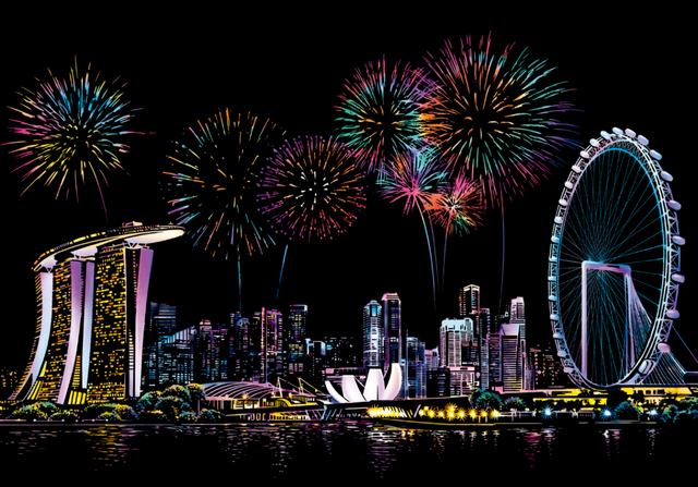 Kratzbild – Marina Bay in Singapur