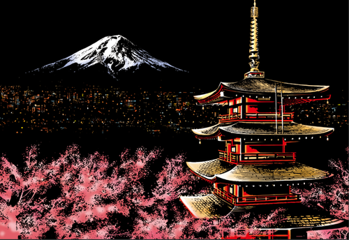 Kratzbild – Mount Fuji in Japan