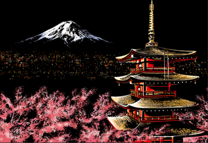 Kratzbild – Mount Fuji in Japan