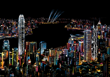 Laden Sie das Bild in den Galerie-Viewer, Kratzbild – Hong Kong bei Nacht