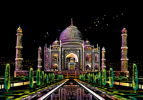 Kratzbild – Taj Mahal Mausoleum in Indien