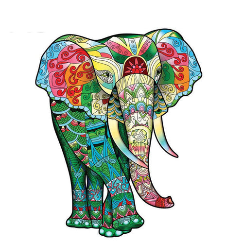 2D Holzpuzzle – Lebendiger Elefant