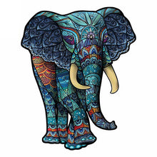 Laden Sie das Bild in den Galerie-Viewer, 2D Holzpuzzle – Blauer Elefant