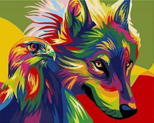 Laden Sie das Bild in den Galerie-Viewer, Malen nach Zahlen fŸr Erwachsene |ÊAdler und Wolf Pop Art | Figured&#39;Art