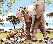 Laden Sie das Bild in den Galerie-Viewer, Elefant und Giraffe