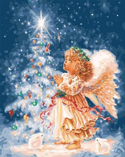 Malen nach Zahlen fŸr Erwachsene |ÊEngel am Weihnachtsbaum | Figured'Art