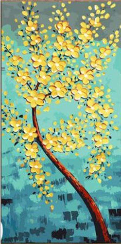Malen nach Zahlen fŸr Erwachsene |ÊBaum mit goldenen Blumen | Figured'Art