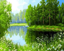 Laden Sie das Bild in den Galerie-Viewer, Malen nach Zahlen fŸr Erwachsene |ÊIm Wasser spiegelnde Bäume 2 | Figured&#39;Art