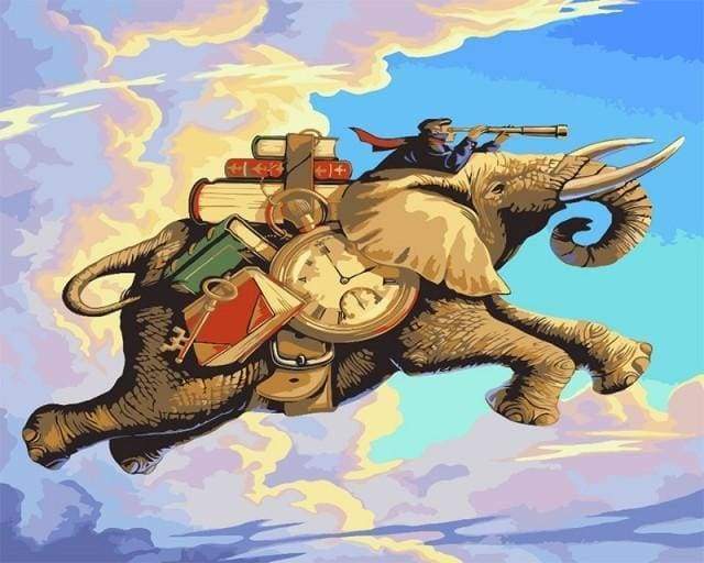 Malen nach Zahlen fŸr Erwachsene |ÊAbenteuer und Elefant | Figured'Art
