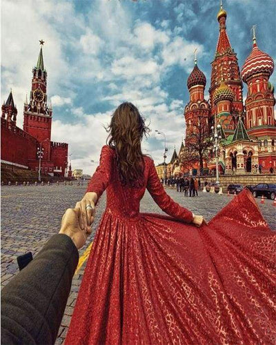 Malen nach Zahlen fŸr Erwachsene |ÊRomantischer Spaziergang in Moskau | Figured'Art