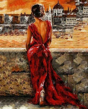 Laden Sie das Bild in den Galerie-Viewer, Malen nach Zahlen fŸr Erwachsene |ÊSchöne Frau im roten Kleid | Figured&#39;Art