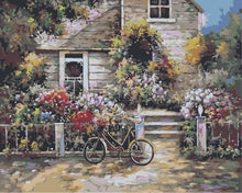 Laden Sie das Bild in den Galerie-Viewer, Malen nach Zahlen fŸr Erwachsene |ÊFahrrad vor dem Haus | Figured&#39;Art