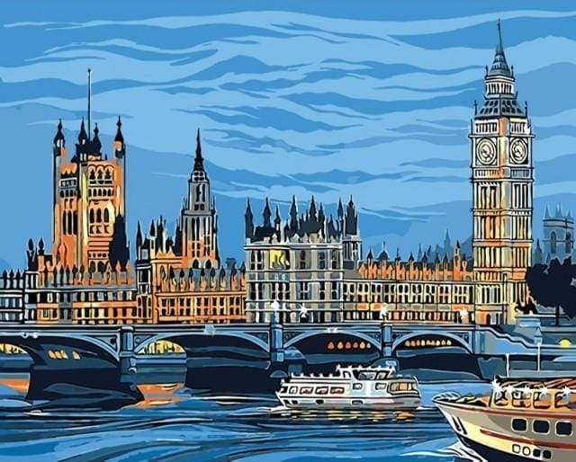Malen nach Zahlen fŸr Erwachsene |ÊBig Ben in London in der Nacht | Figured'Art