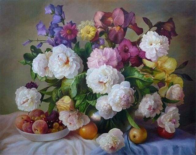 Malen nach Zahlen fŸr Erwachsene |ÊBlumenstrauß mit Früchten | Figured'Art