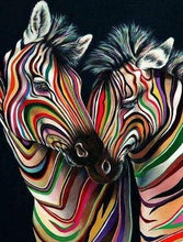 Laden Sie das Bild in den Galerie-Viewer, Diamond Painting – Buntes Zebrapaar – 40 x 50 cm auf Keilrahmen gespannt | Figured&#39;Art