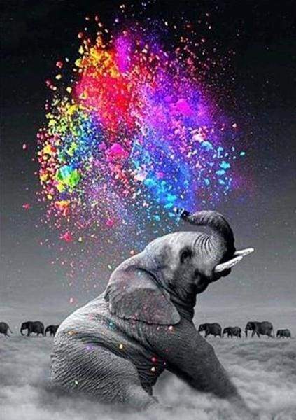 Diamond Painting – Elefant und Farben – 40 x 50 cm auf Keilrahmen gespannt | Figured'Art