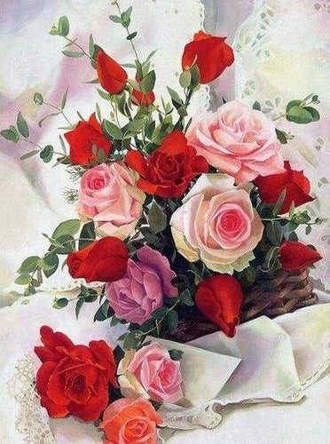 Diamond Painting – Schöner Rosenstrauß – 40 x 50 cm auf Keilrahmen gespannt | Figured'Art