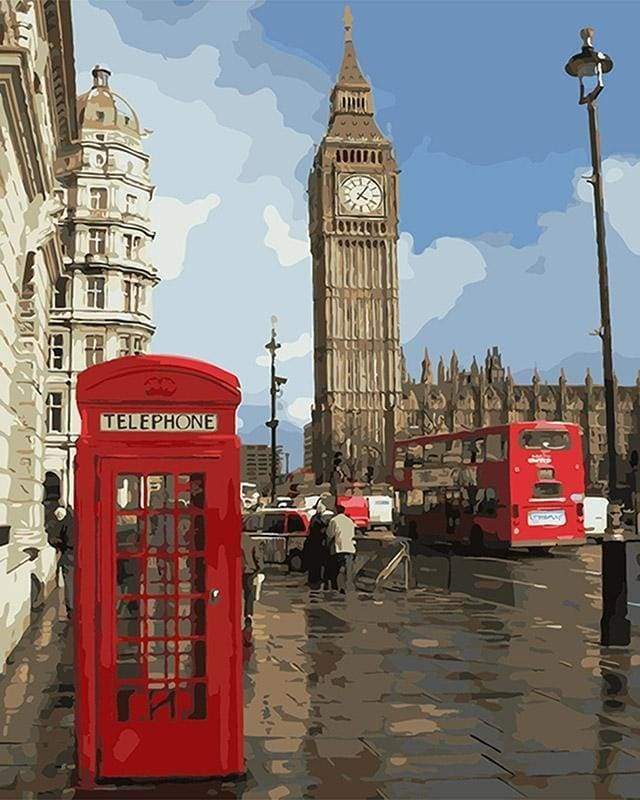 Malen nach Zahlen fŸr Erwachsene |ÊTelefonzelle in London | Figured'Art