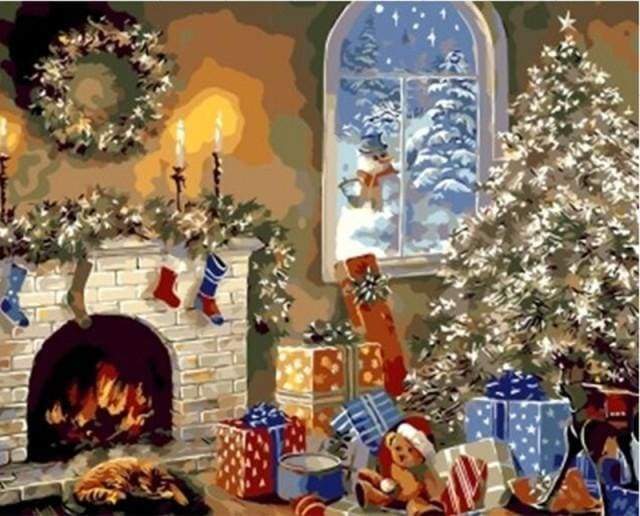 Malen nach Zahlen fŸr Erwachsene |ÊWeihnachtsgeschenke am Kamin | Figured'Art