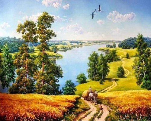Malen nach Zahlen fŸr Erwachsene |ÊLand und Fluss | Figured'Art