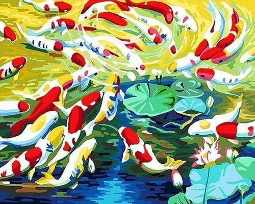 Malen nach Zahlen fŸr Erwachsene |ÊKoi und Seerosen | Figured'Art