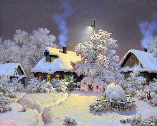 Malen nach Zahlen fŸr Erwachsene |ÊChalets im Schnee | Figured'Art