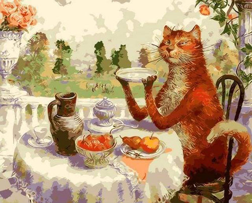 Malen nach Zahlen fŸr Erwachsene |ÊKatze am Tisch | Figured'Art
