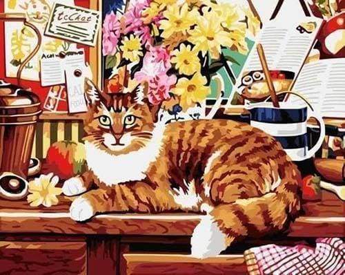 Malen nach Zahlen fŸr Erwachsene |ÊSich erholende Katze | Figured'Art