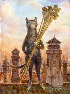 Malen nach Zahlen fŸr Erwachsene |ÊKatze und Vogelhäuschen | Figured'Art