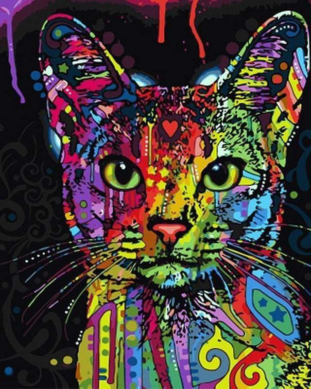 Malen nach Zahlen fŸr Erwachsene |ÊModerne fraktale Katze | Figured'Art