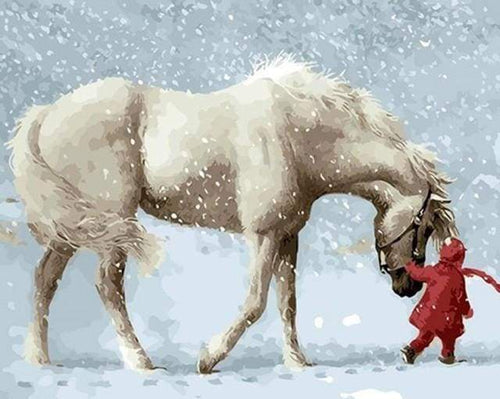 Malen nach Zahlen fŸr Erwachsene |ÊPferd im Schnee | Figured'Art