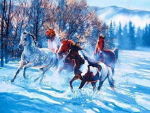Laden Sie das Bild in den Galerie-Viewer, Malen nach Zahlen fŸr Erwachsene |ÊGaloppierende Pferde im Schnee | Figured&#39;Art