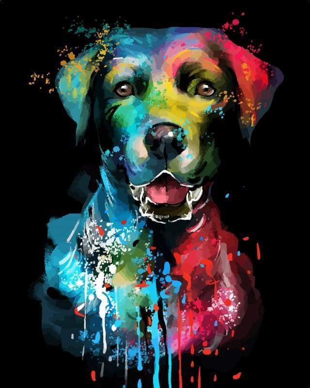 Malen nach Zahlen fŸr Erwachsene |ÊHund abstrakt | Figured'Art
