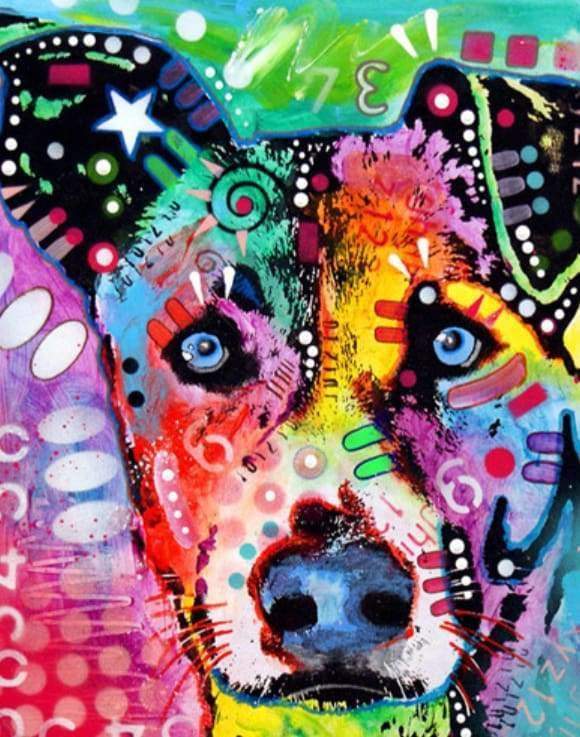Malen nach Zahlen fŸr Erwachsene |ÊHund mit Farbeffekten | Figured'Art